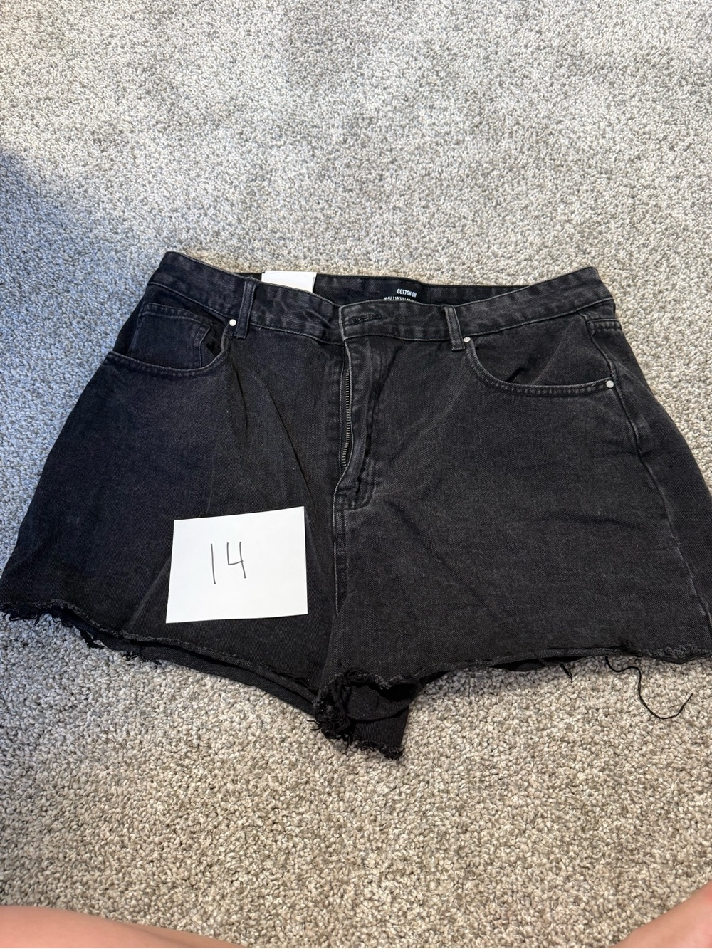 Cotton On Black High-Rise Raw-Hem Jean Shorts